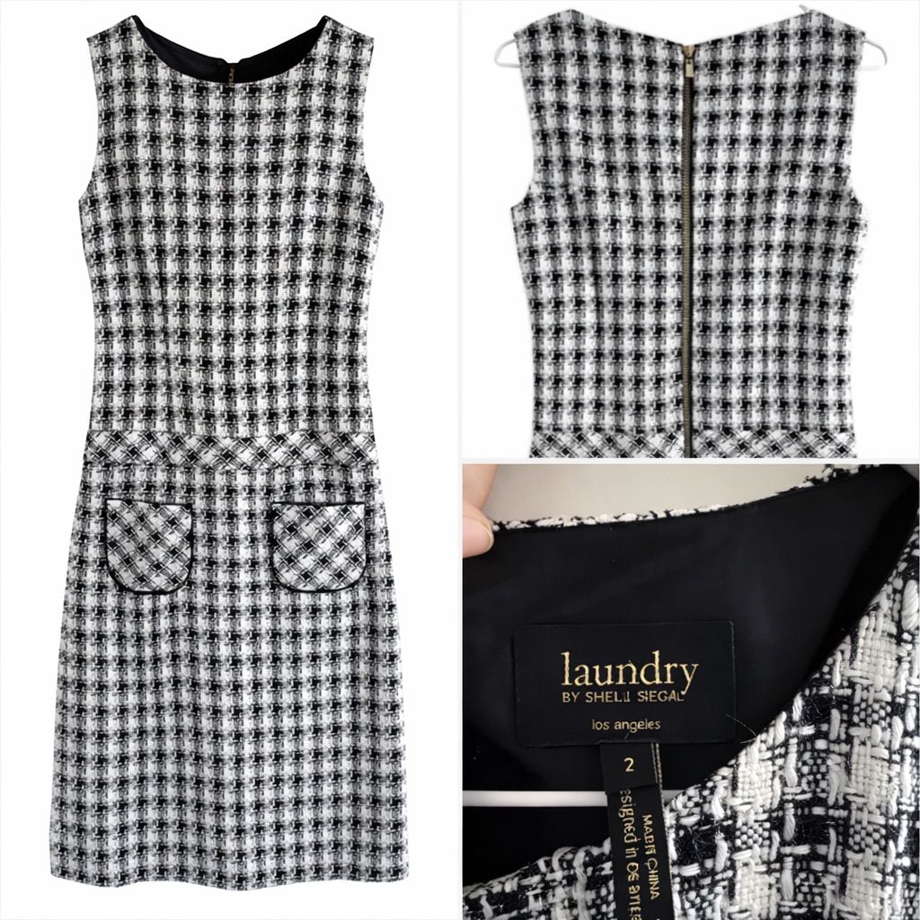 Laundry By Shelli Segal Monochrome Tweed Mini Dress